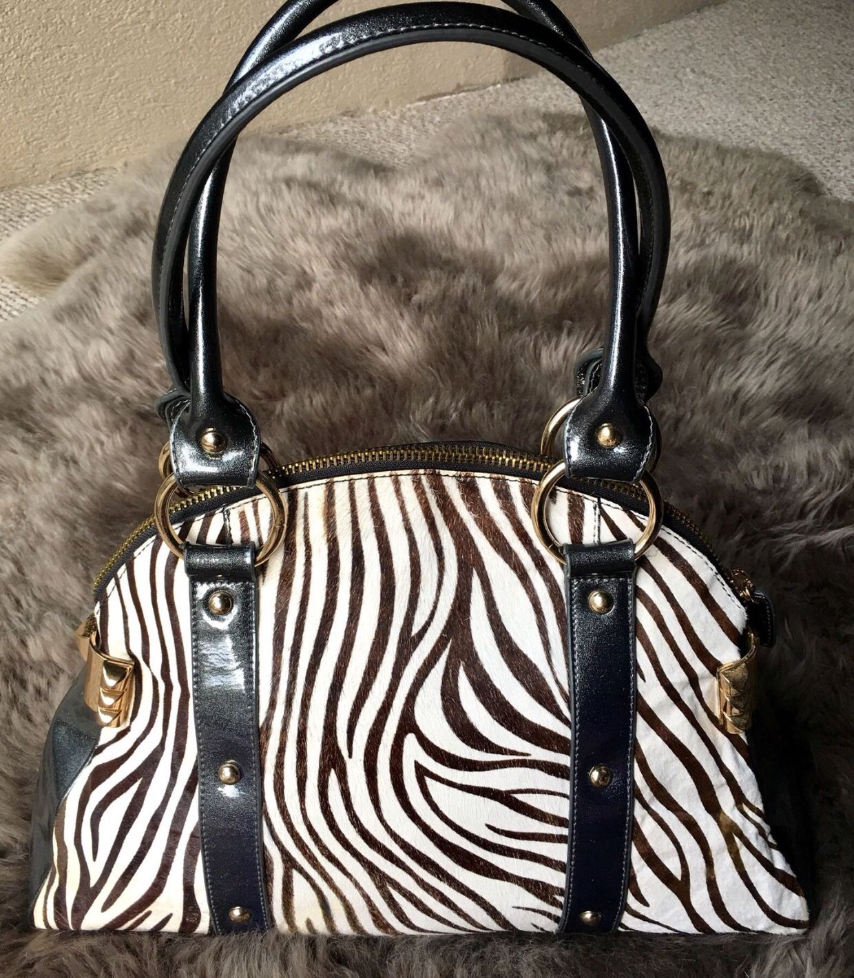 VINTAGE BETSEY JOHNSON CALF HAIR HANDBAG