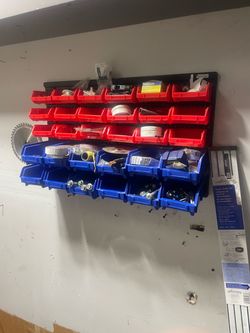 Wall-Mounted Parts Organizer with Bins