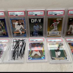 Reduced 9 PSA Graded MLB Cards Tarik Skubal 125/125, Jacob Misiorowski 85/199, Paul Skenes, Adam Wainwright Auto 5/10, PCA
