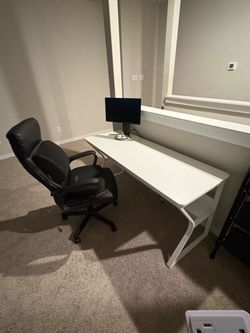 63” Desk + Reclining Office Chair — $140