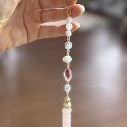 Rose Quartz Crystal Pendant Car Charm