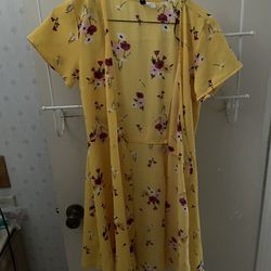 H&M Yellow Floral Wrap Dress