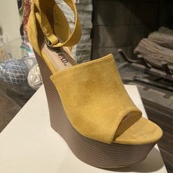 Just Fab, Wedges, Golden Yellow, Size 7