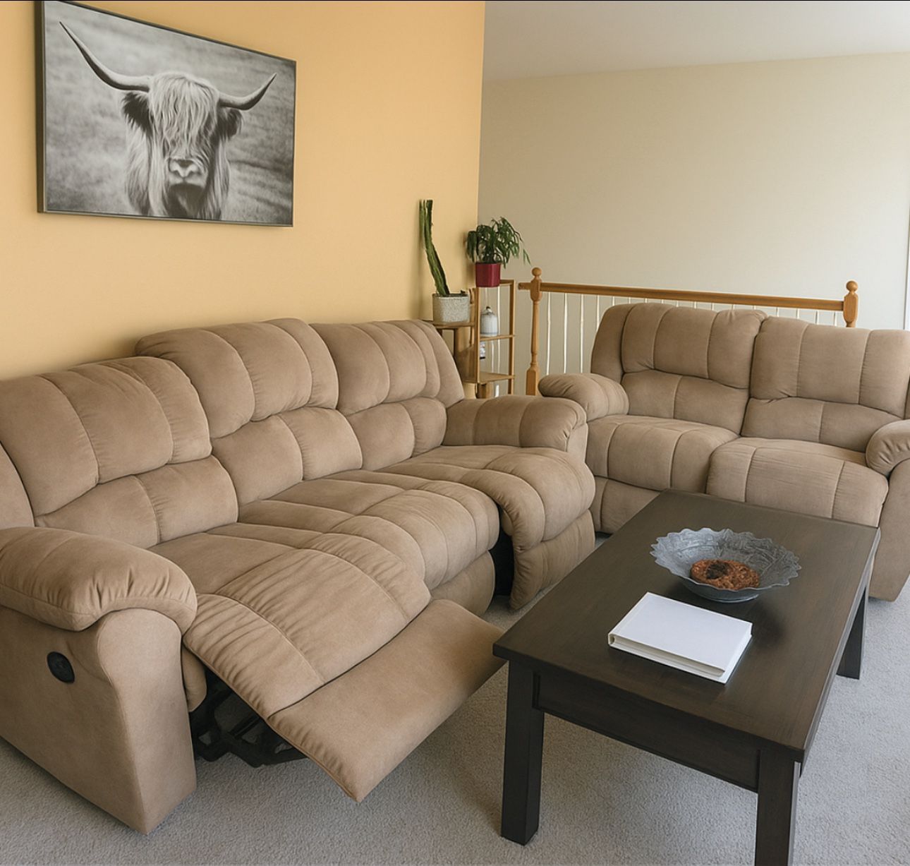 Beige Reclining Sofa Set