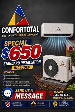 Mini split 12000 Btu 115v cooling and heating one ton