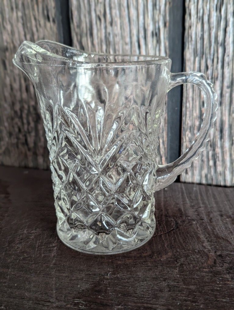 Vintage Anchor Hocking Prescut Crystal Pitcher