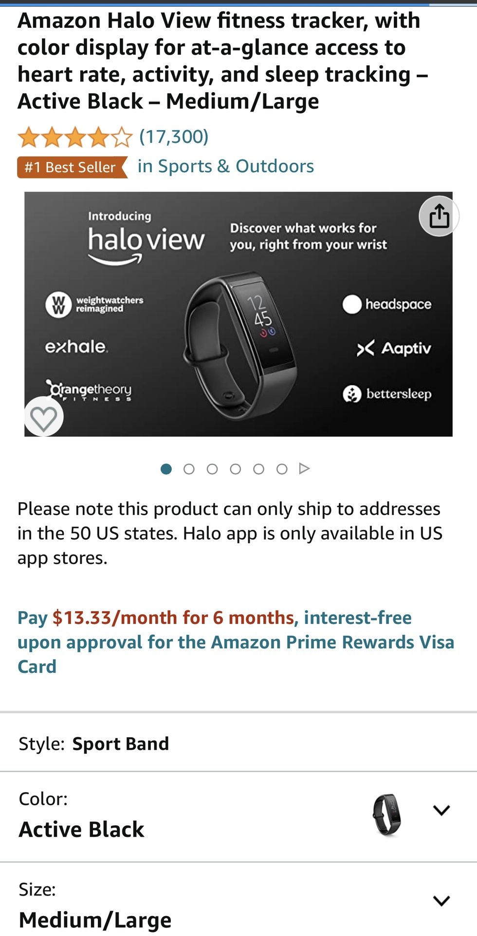 Amazon halo View Fitness Tracker Watch