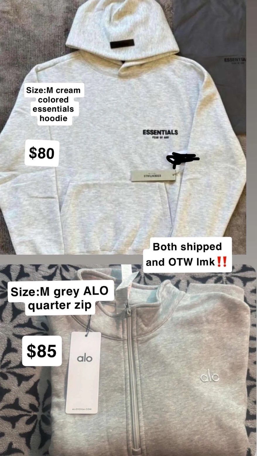 Essentials Hoodie/ ALO Quater Zip
