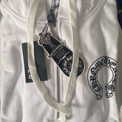 NEW!! White Chrome Hearts Zipper Hoodie *send Offers*
