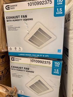 Commercial Electric 110 CFM 1.5 Sone Bathroom Exhaust Fan with Humidity Sensing