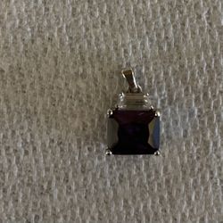 CZ Amethyst and Diamond Pendant 