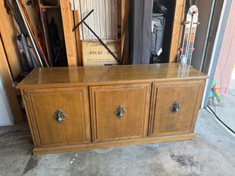 Vintage Wood Sideboard Buffet Cabinet With Stereo