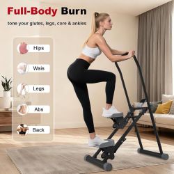 Machine for Home - Stair Climber Stepper for Home Gym Exercise, Compact Folding Stair Stepper, Adjustable Handlebar/Pedal, Knee-Friendly Full-Body Wor
