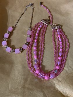 2 vintage pink necklaces