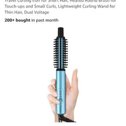 Mini Thermal Brush 3 Temperature Adjustable, 3/4 Inch Travel Curling Iron for Short Hair, Heated Round Brush for Touch-ups and Small Curls, Lightweigh