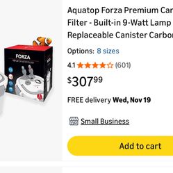Forza FZ9  Canister Filter W/UV For Fish Tank aquarium  450 GPH For Upto 125 Gallon Aquarium 