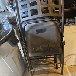 (4) Black Metal Folding Chairs w/ Cushioned Seats