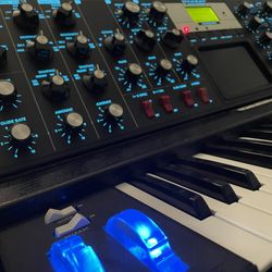 Moog: Voyager 50th Anniversary Electric Blue / Analog Synthesizer w/ ATA Moog Travel Case and Light.