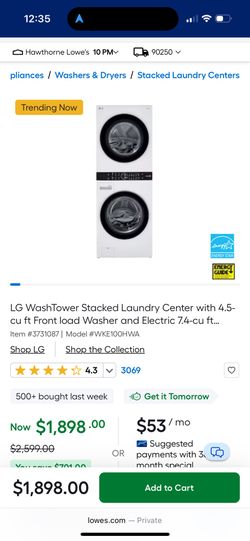 LG WashTower Stacked Laundry Center - Electric