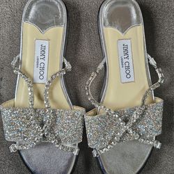 Jimmy Choo Flat Sandals in silver Color
