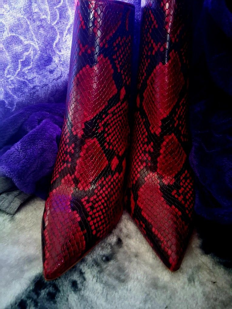 Steve Madden Red And Black Stiletto Ankel Heels