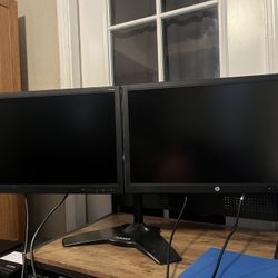 (2) Hp 24inch Led Monitors  With Dual Stand