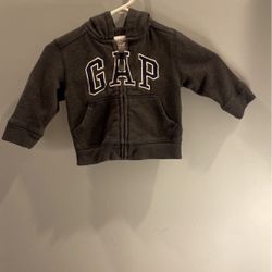 Baby Gap Fleece Black Sweatshirt Hoodie Zip Up