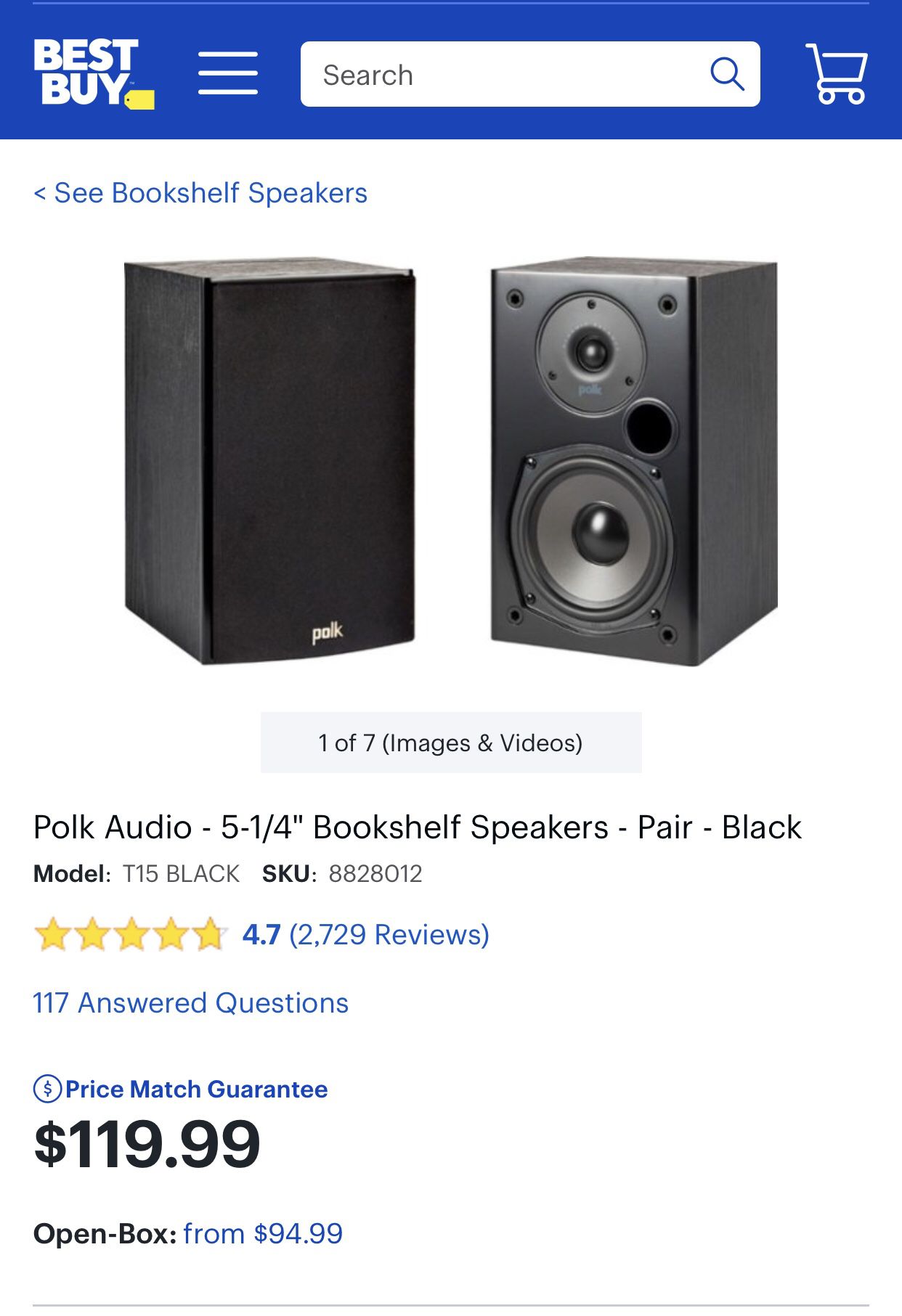 Polk Audio T15 bookshelf speakers like new, $85 pair
