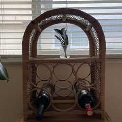 Mid Century Rattan Wine rack 