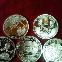 75TH Anniversary Roosevelt And Churchill Legacy Silver Crown Make Offer 