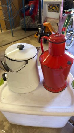 Two ENNAMEL WARE PITCHER, & COFFEE POT