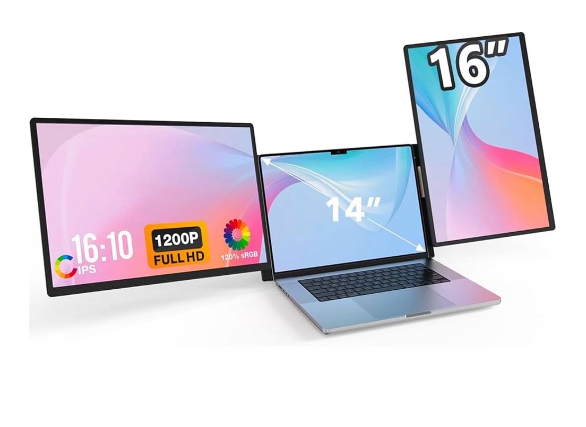 16" Laptop Screen Extender, Updated 1200P FHD Portable Monitor with 16:10 Aspect Ratio Screen, Rotation Detachable Screen, Laptop Monitor Extender Com
