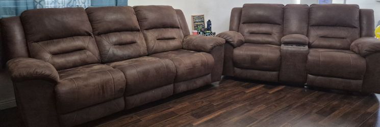 Power reclining sofa and love seat (Ashley