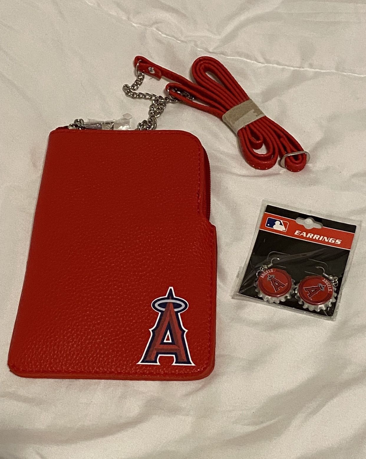 Angels Baseball Earrings & Purse