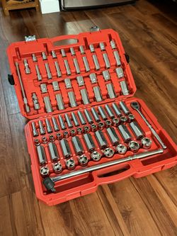 TEKTON 1/2 Inch Drive Socket and Ratchet Set, 83-Piece (3/8 - 1-5/16 in., 10-32 mm)