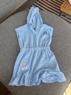 Bluey Kids Terry Cloth Hooded Romper 4T