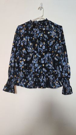 Women's Black Floral Ruffle Blouse Size XL