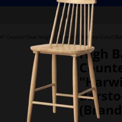 High Back Windsor Chair 24" Counter/Seat Height, "Harwich" (Natural Color) Barstool - by Threshold™ (Brand New)