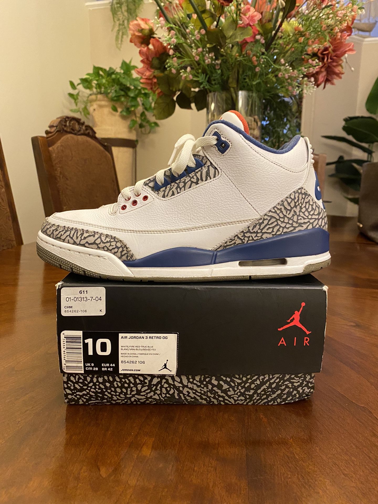 Jordan 3 “True Blue” Size 10 Og All 