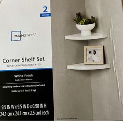 Mainstays Corner Shelf Set 2-Piece White