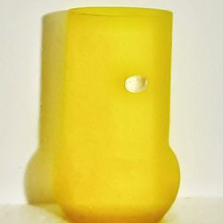 S.I.A.N. ITALY CRYSTALLERiE yellow frosted MID century Modern Art Glass Vase 5.5 x 2.75"