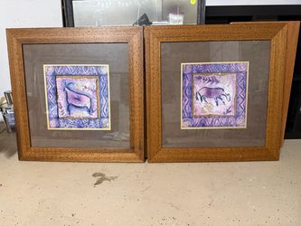 Pair of Petroglyph Mixed Media Prints