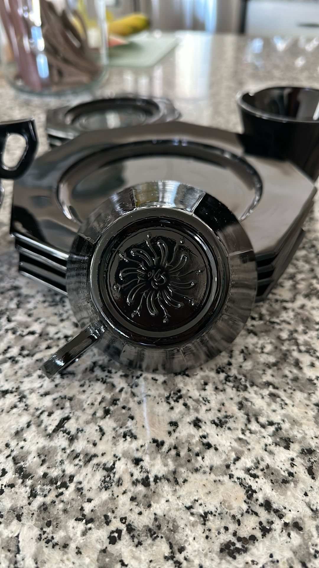 Vintage Arcoroc Black Amethyst French Breakfast Set