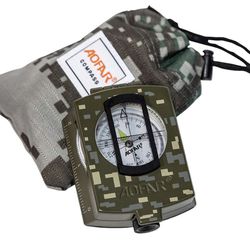 NEW! Military Compass AF-4580 Lensatic Sighting Navigation, Waterproof and Shakeproof with Map Measurer Distance Calculator, Pouch for Camping, Hiking