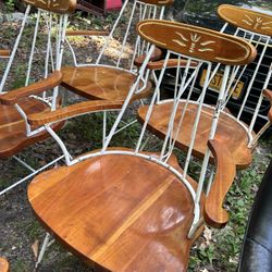 Fantastic Unique Vintage Wood And Metal Chairs Set Of 6