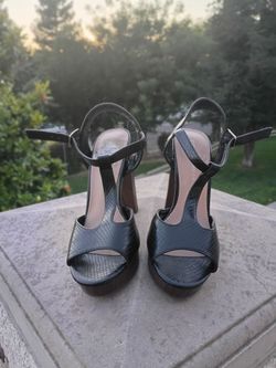 BCBGeneration black snake leather chunky heel shoe