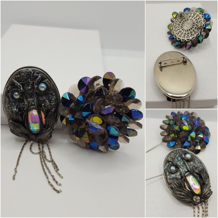 Set of 2 Vintage Mystic Brooches, 2.5"inches long, Two Items. #727