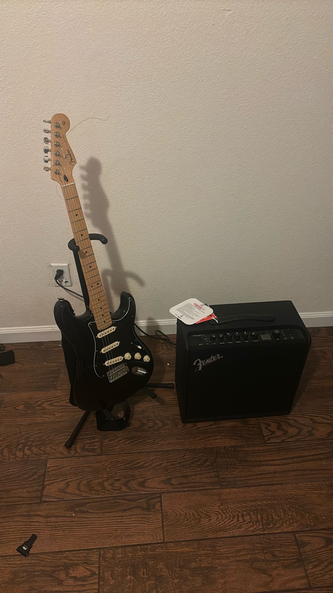 Fender Stratocaster and Fender LT50 Mustang Amp