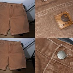 Vintage Carhartt B29 Brown Canvas Shorts See Pictures - Size 38 Waist Men's