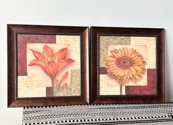 Botanical Floral Framed Wall Art Set of 2